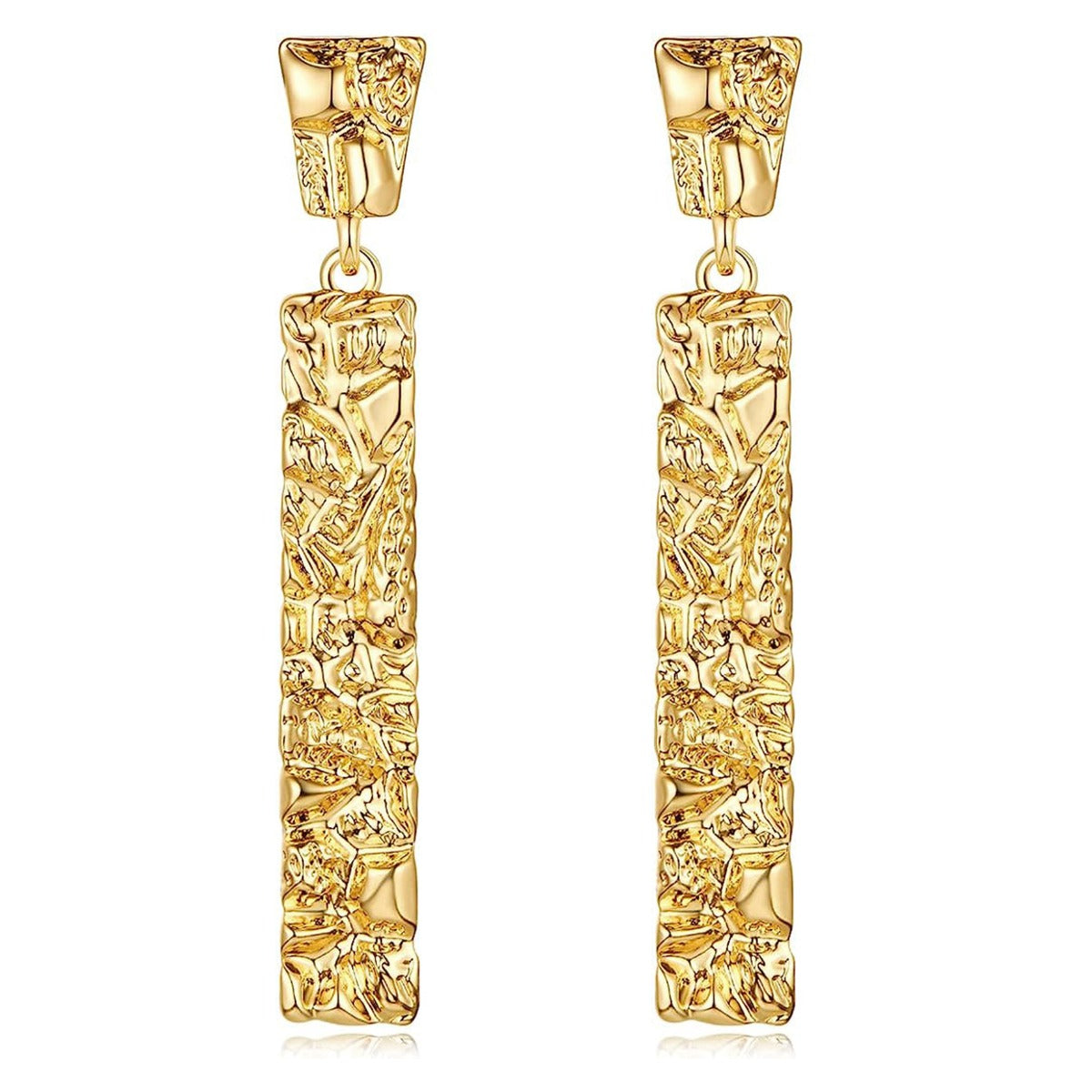 Wholesale Geometric Long Hammered Pattern Alloy Earrings